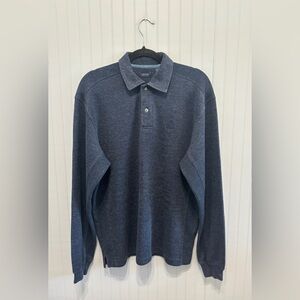 Vintage Izod Knit Polo Sweater Navy Size M